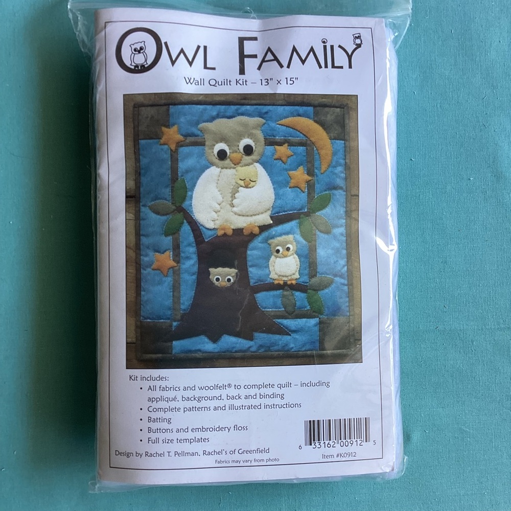 Owl Family Felt Wall Quilt Kit 13 inch x 15 inch by Rachel T Pellman